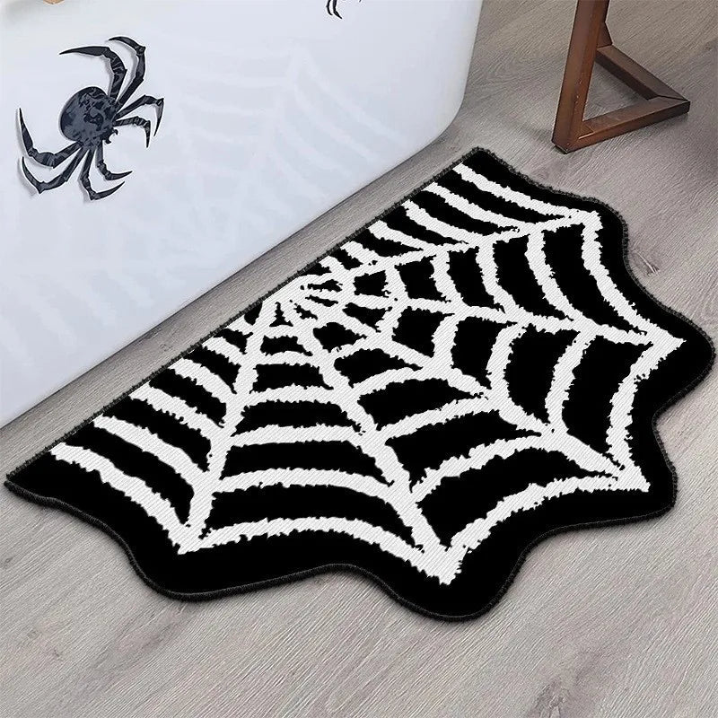 Halloween Pumpkin Plush Rugs Imitation cashmere Soft Orange Home Carpet Autumn Decoration The Ghost Spider web Skull Mat
