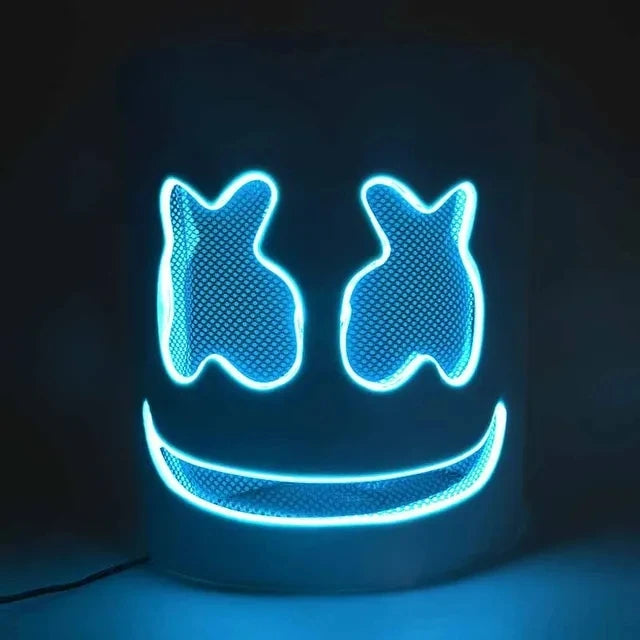 Halloween LED DJ Mask Lifelike Marshmello Mask Breathable Helmet Mask Durable Carnival Festival Halloween Party Props Cosplay