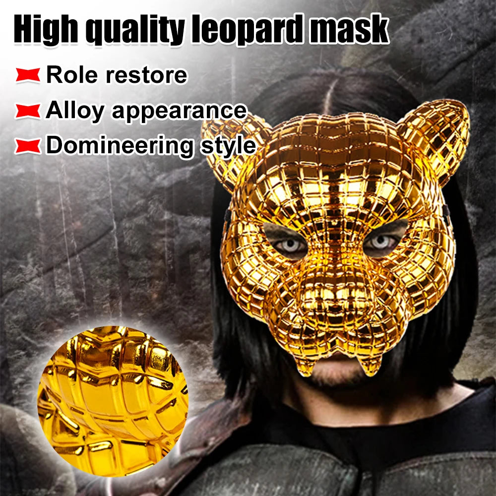 Halloween Animal Cosplay Lion Tiger Leopard Stage Show Prop Mask Golden Leopard Party Mask Costume Accessories Party Supplies