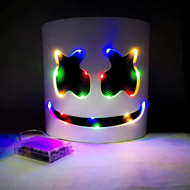 Halloween LED DJ Mask Lifelike Marshmello Mask Breathable Helmet Mask Durable Carnival Festival Halloween Party Props Cosplay
