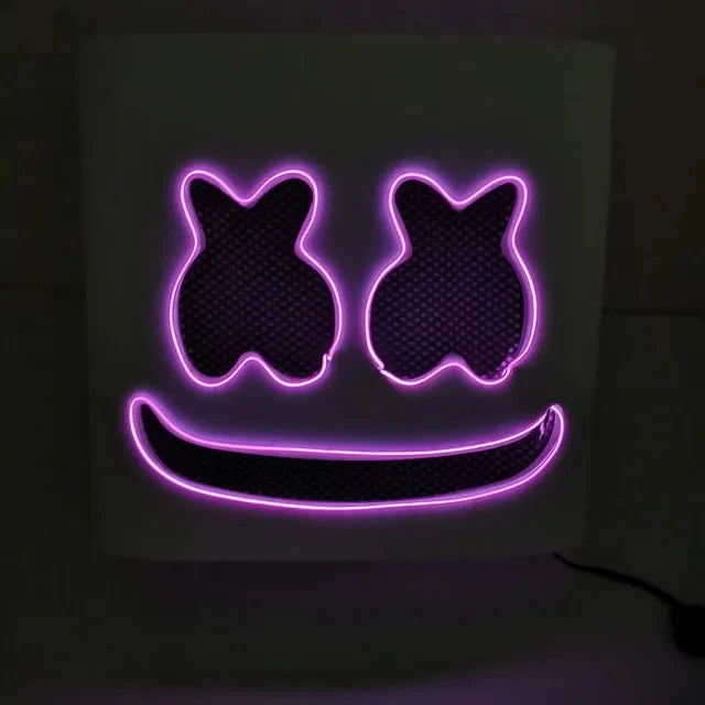 Halloween LED DJ Mask Lifelike Marshmello Mask Breathable Helmet Mask Durable Carnival Festival Halloween Party Props Cosplay