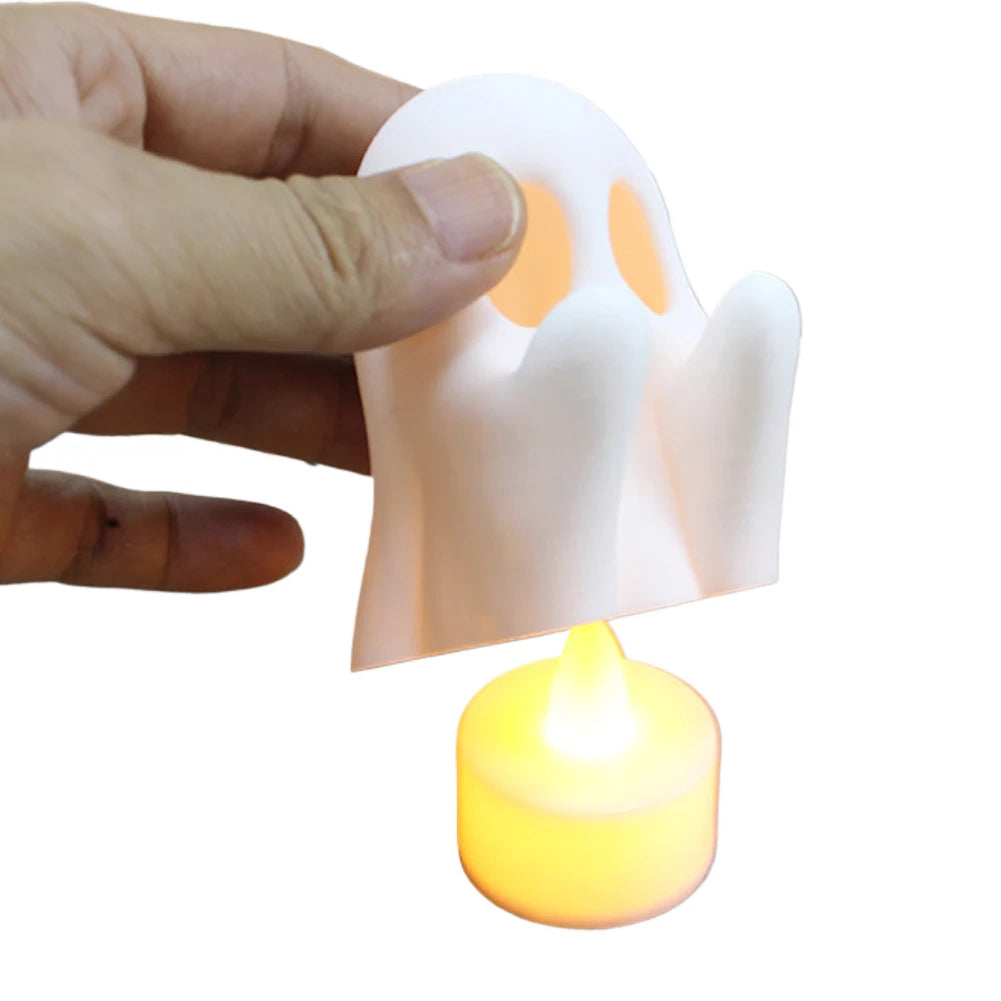 Halloween Cute Ghost Lamp Battery Powered Light Up Halloween Ornament Lovely Ghost Figurine Light for Bedroom Study Room Reader