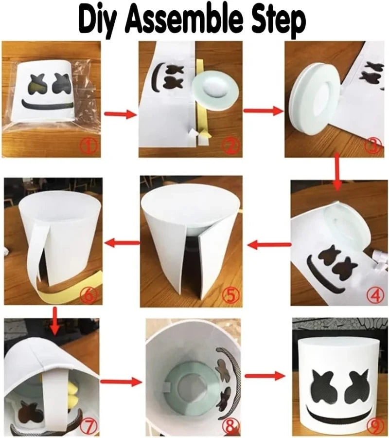 Halloween LED DJ Mask Lifelike Marshmello Mask Breathable Helmet Mask Durable Carnival Festival Halloween Party Props Cosplay